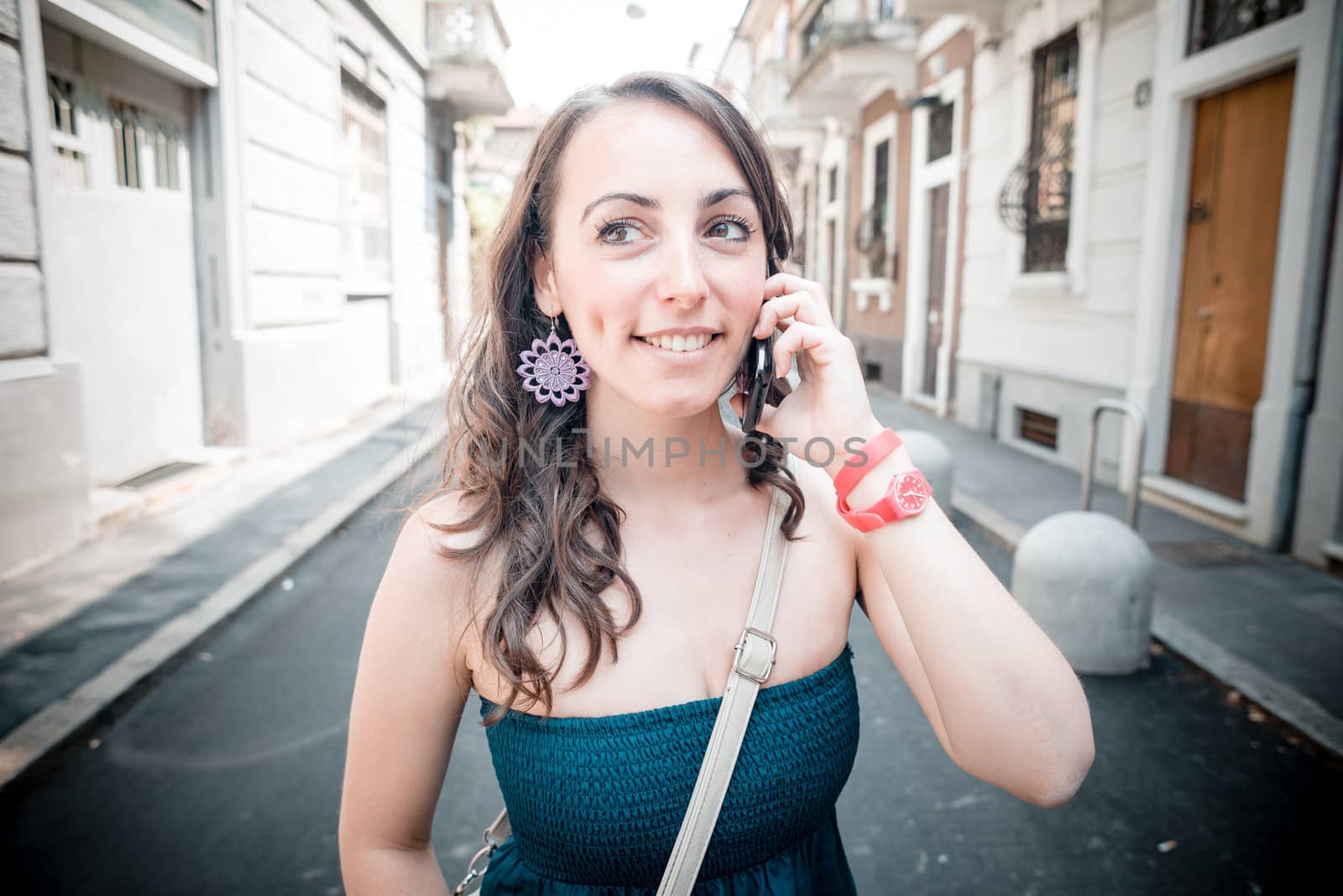 beautiful woman on the phone by peus