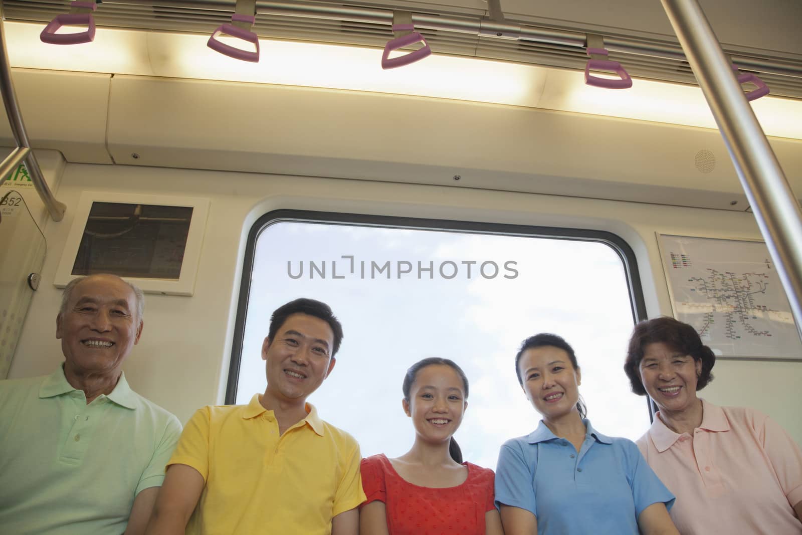 Family sitting in the subway, portrait  by XiXinXing