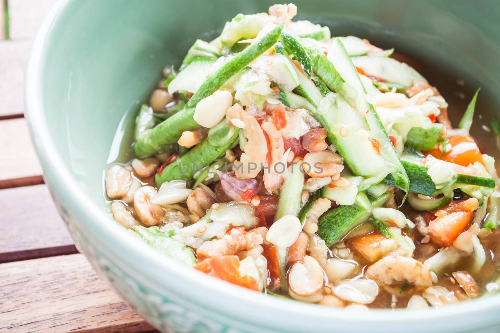 Thai style cucumber spicy salad, stock photo