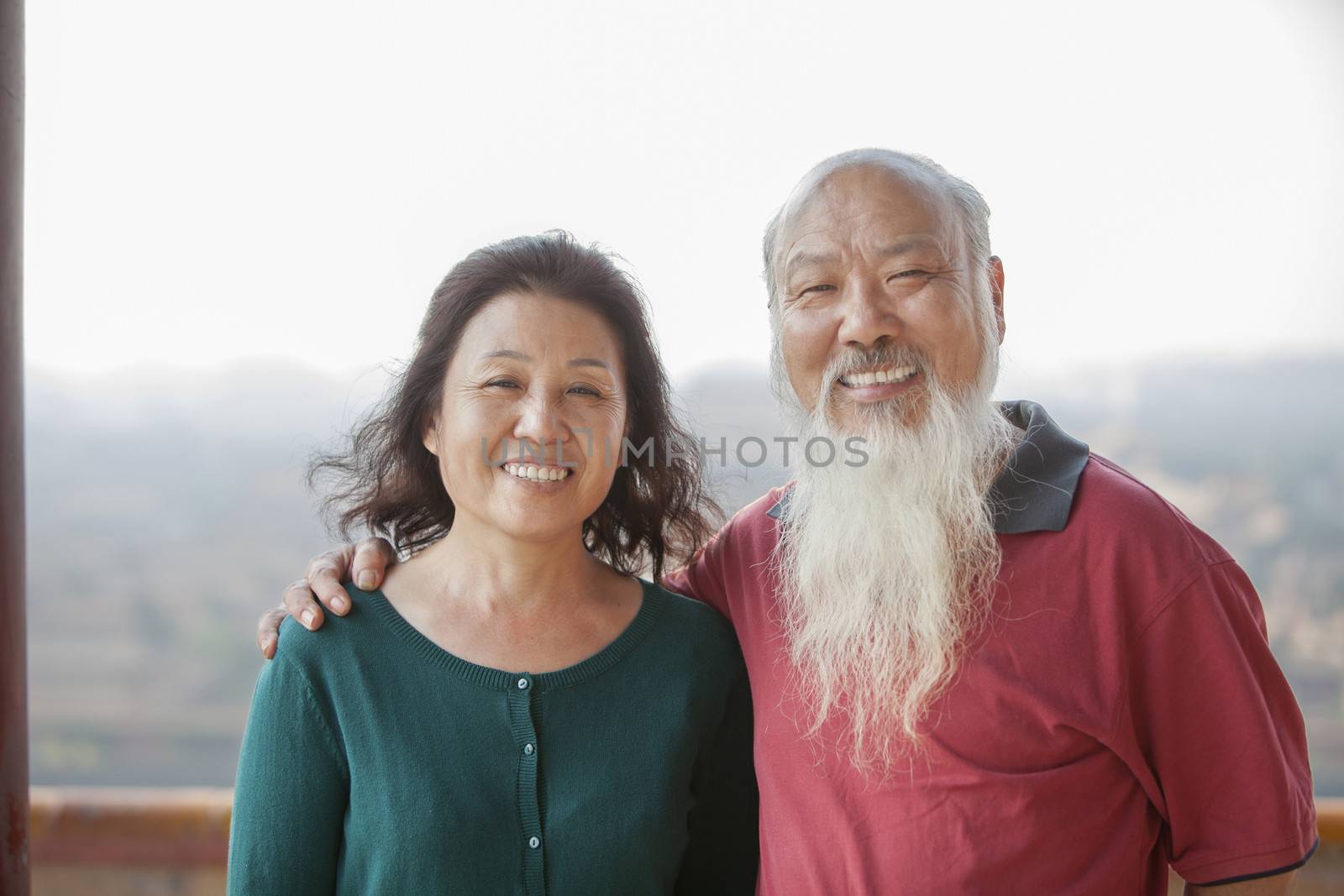 Portrait Of Smiling Old Couple In Jing Shan Park by XiXinXing