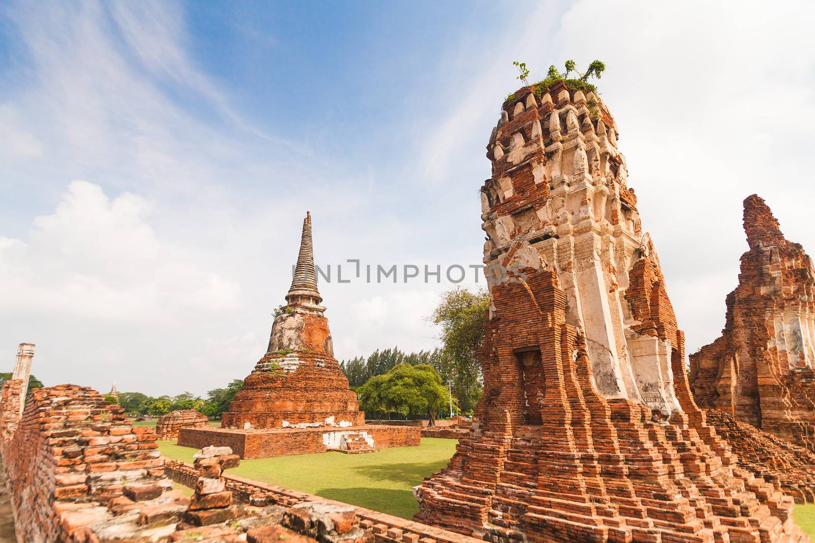 Ancient temple of Ayutthaya, Wat Mahathat, Thailand.