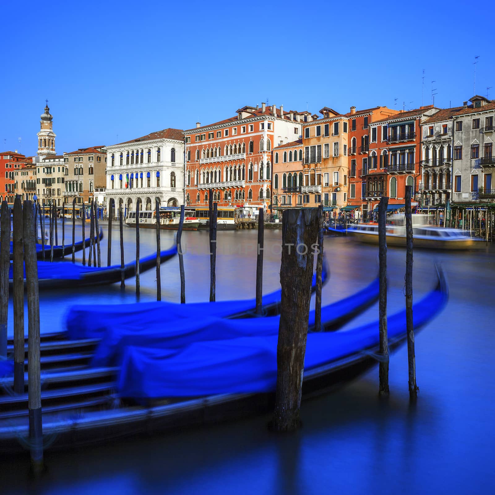 Gondolas on Grand Canal in Venice by vwalakte
