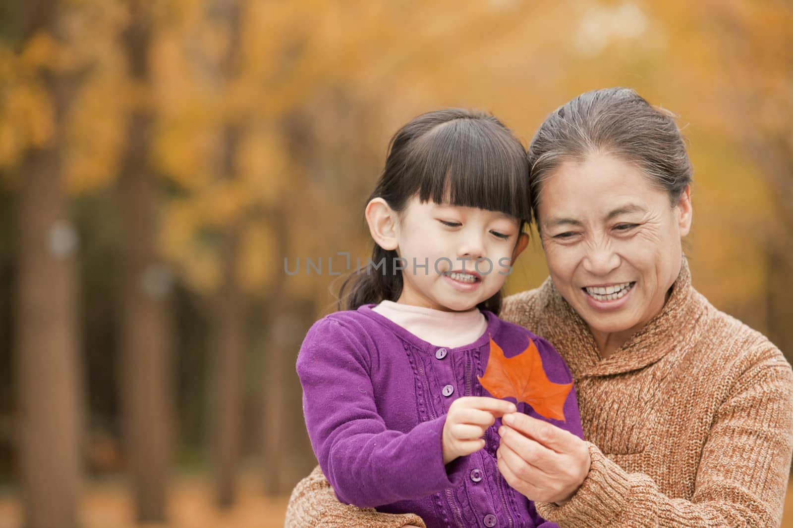 Grandmother and granddaughter in park by XiXinXing