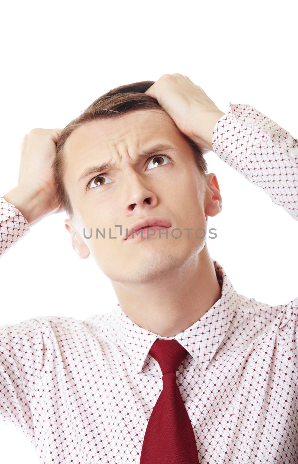Bankrupt business man on a white background