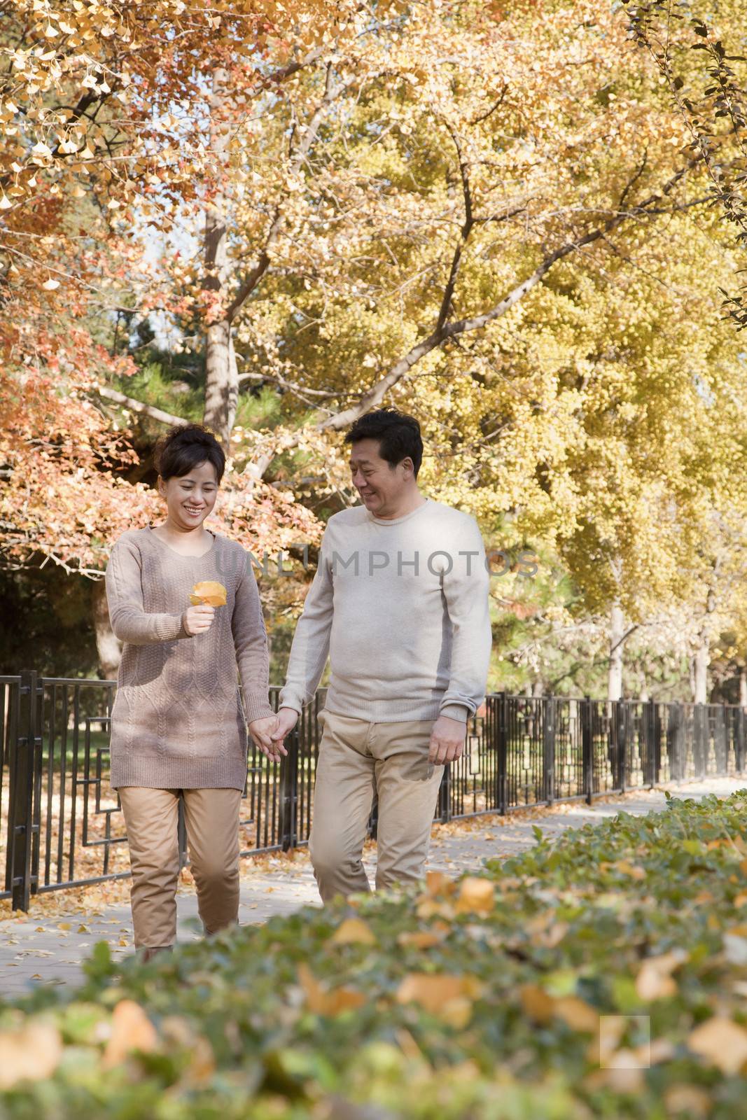 Mature Couple Talking a Walk in the Park by XiXinXing