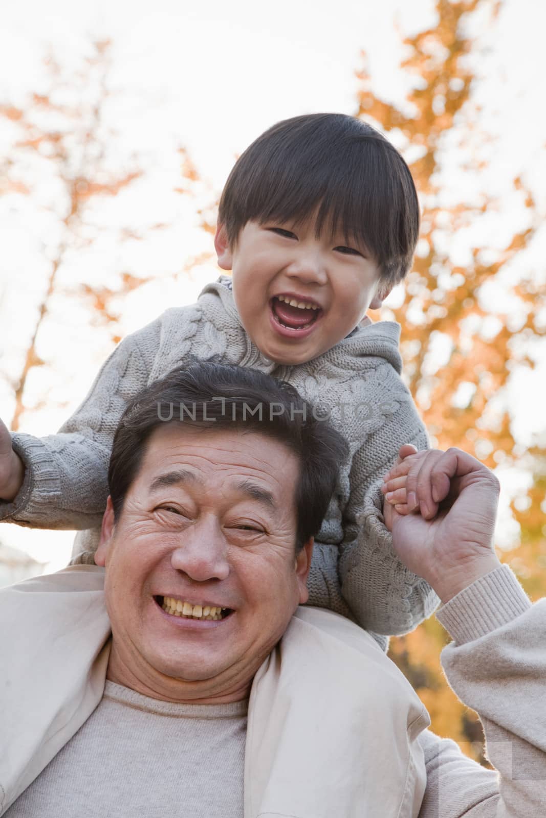 Grandfather Carrying Grandson on His Shoulders by XiXinXing