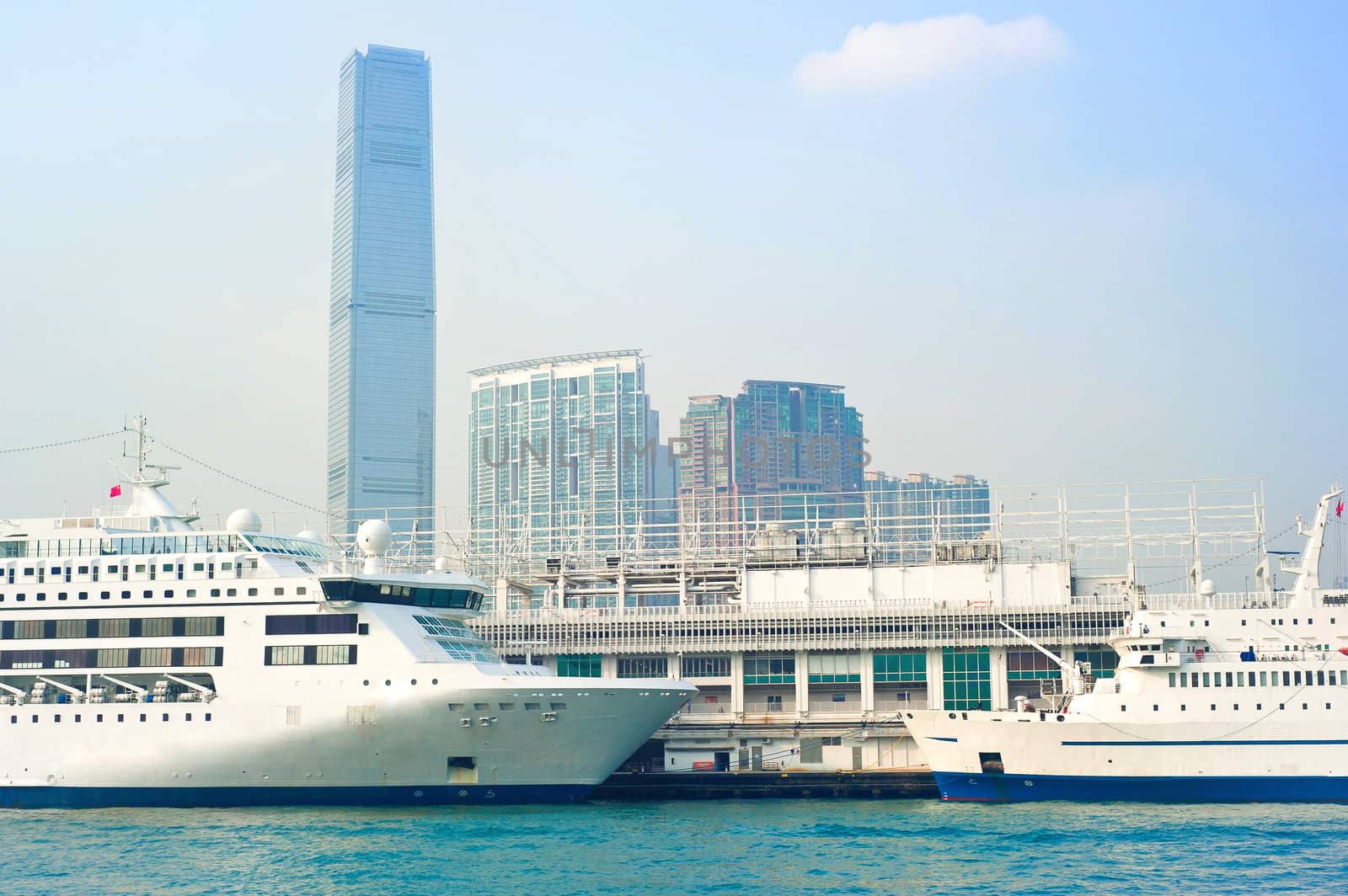 View on Kowloon island from ferry boat. Hong Kong S.A.R.