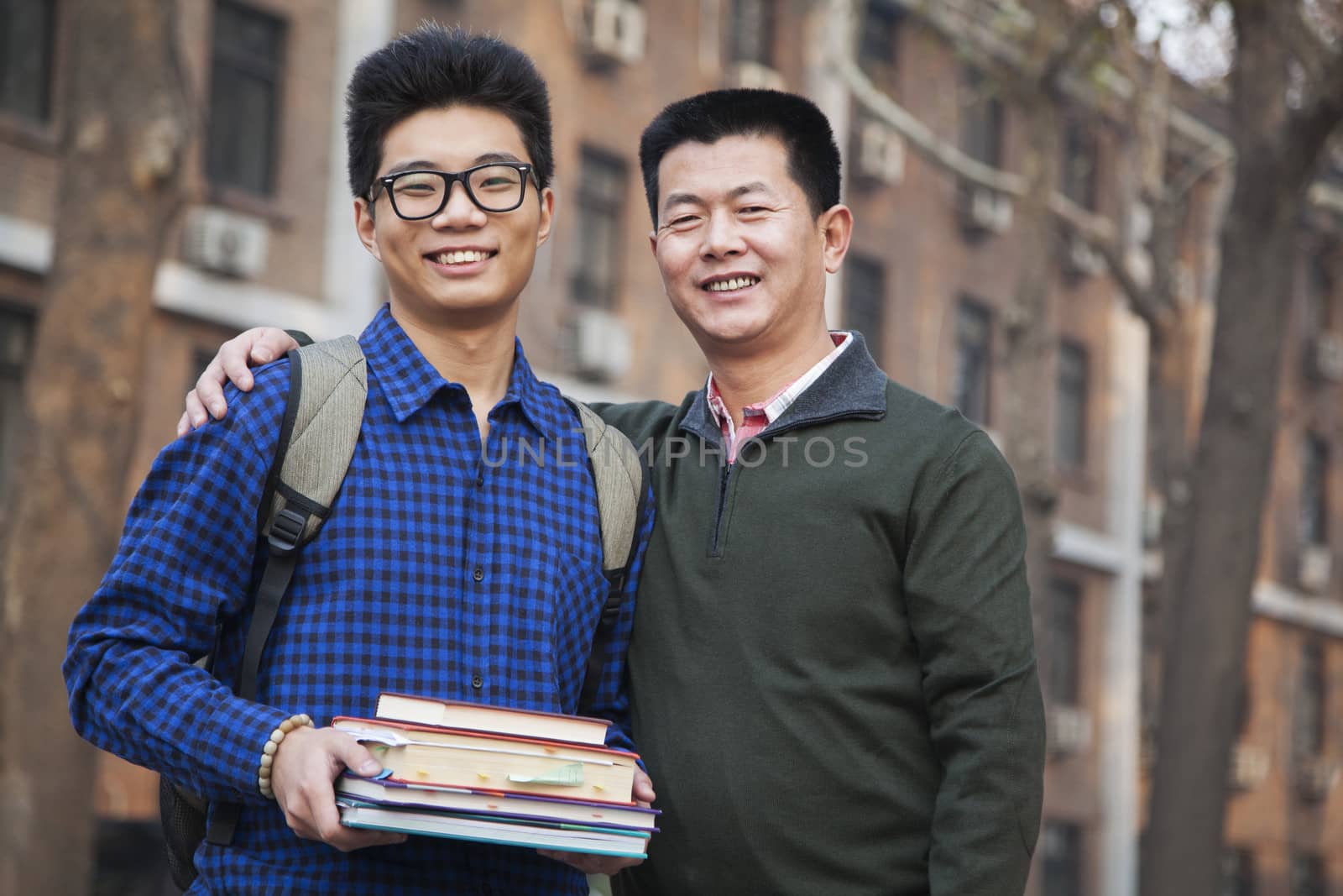 Father and son portrait in front of dormitory by XiXinXing