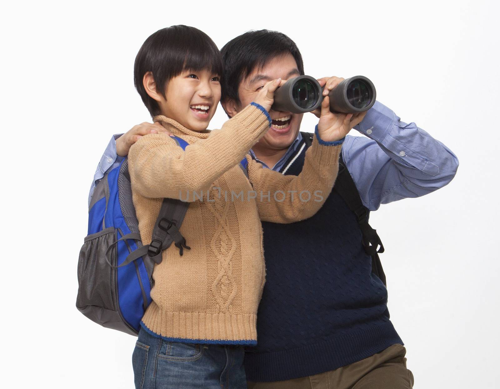 Father and son with binoculars by XiXinXing