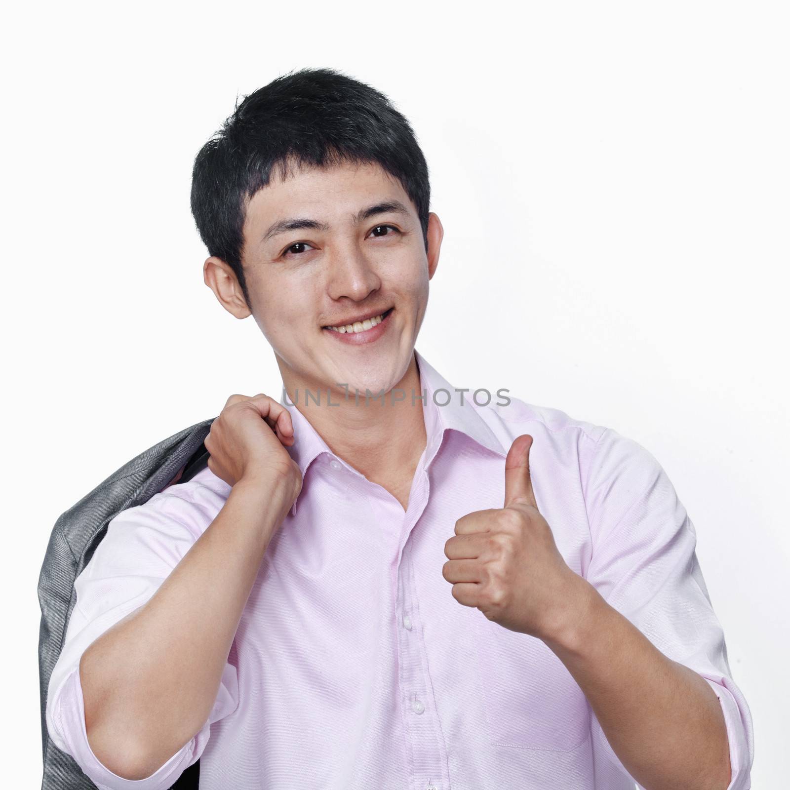 Young man giving the thumbs up by XiXinXing