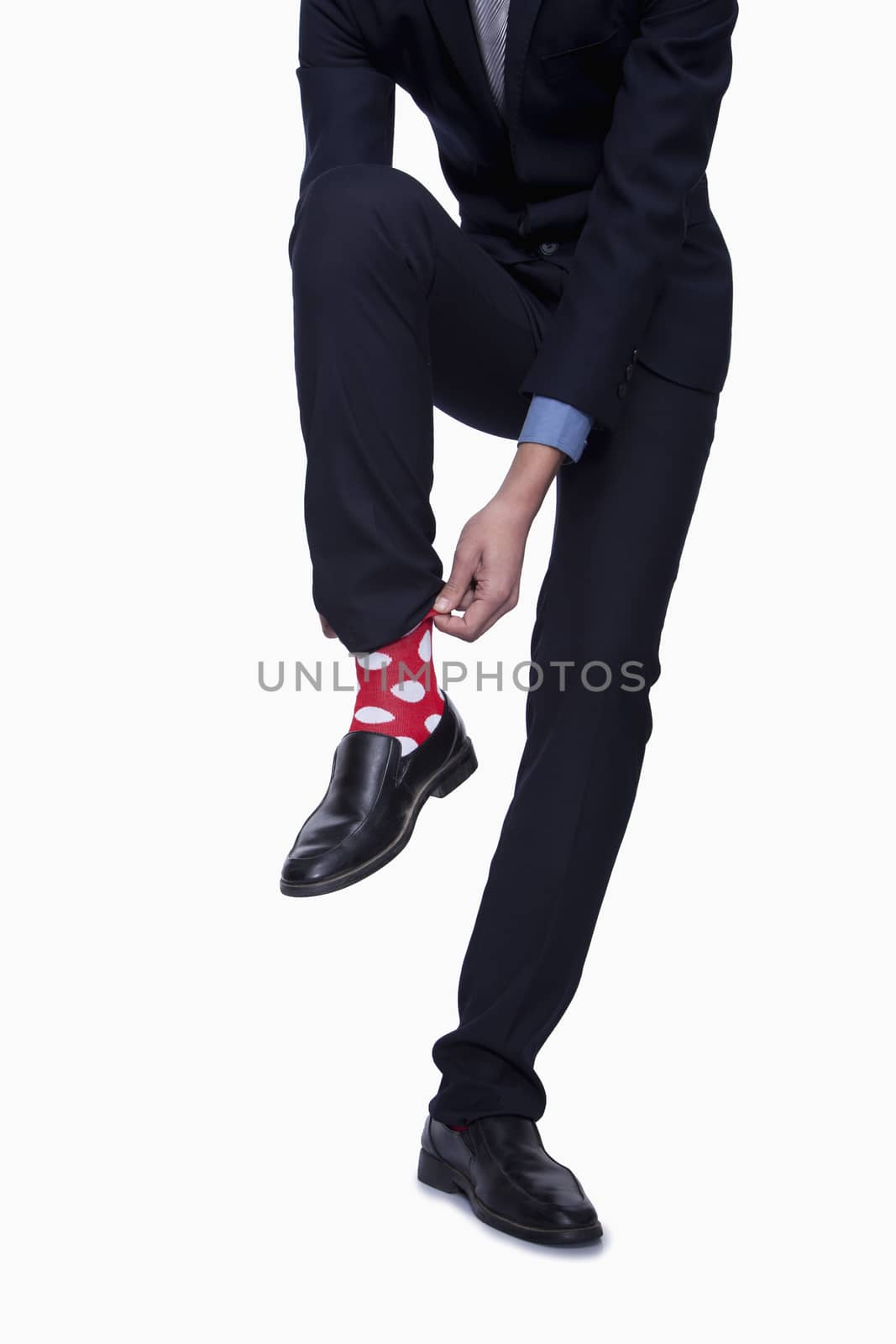 Businessman with Red Polka Dot Socks