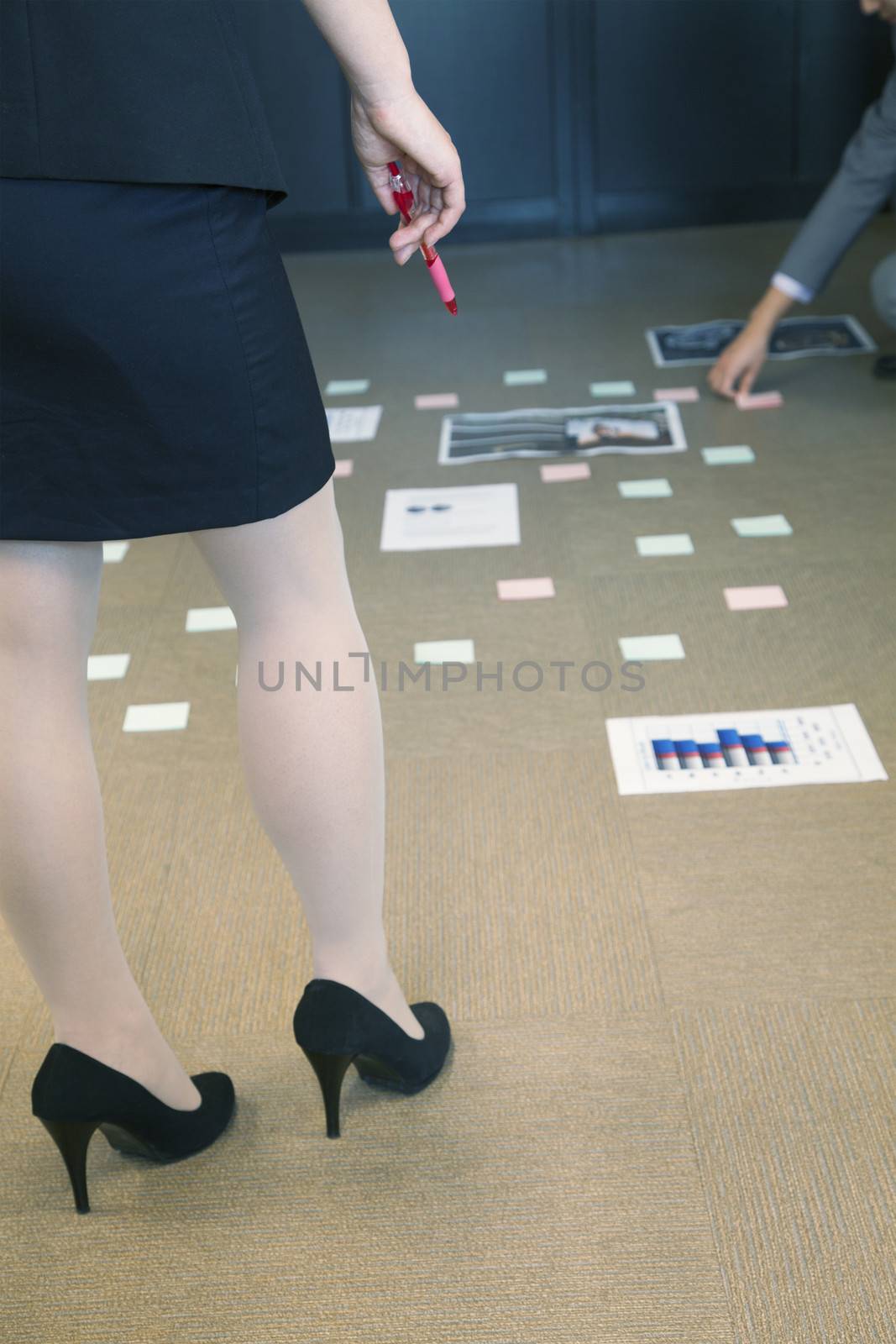 Brainstorming session on the office floor