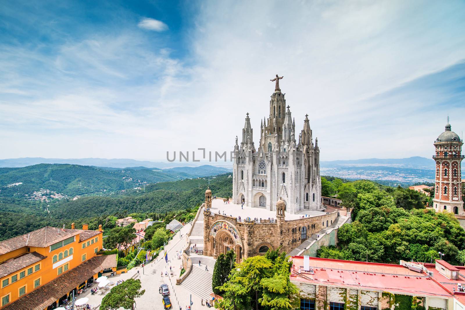 BARCELONA - JUNE 07: Temple Expiatori del Sagrat Cor on June 07, 2013 in Barcelona, Spain. The construction of the temple lasted from 1902 to 1961.