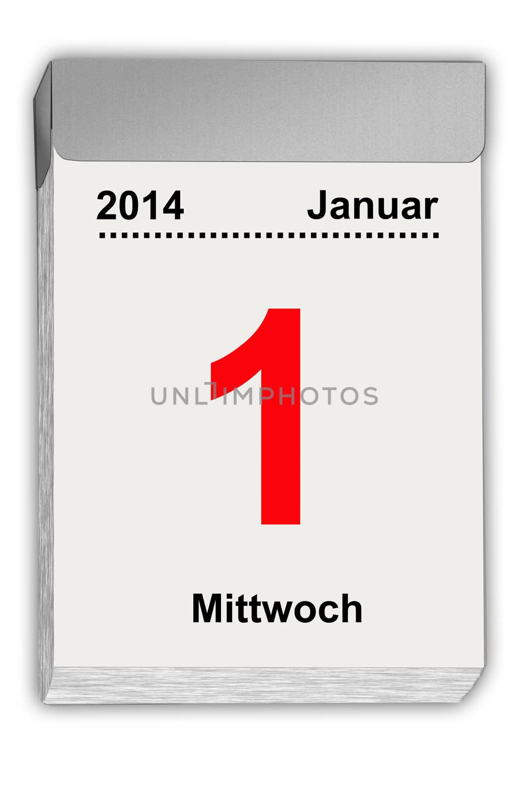 tear off calendar German January 1, 2014 by w20er