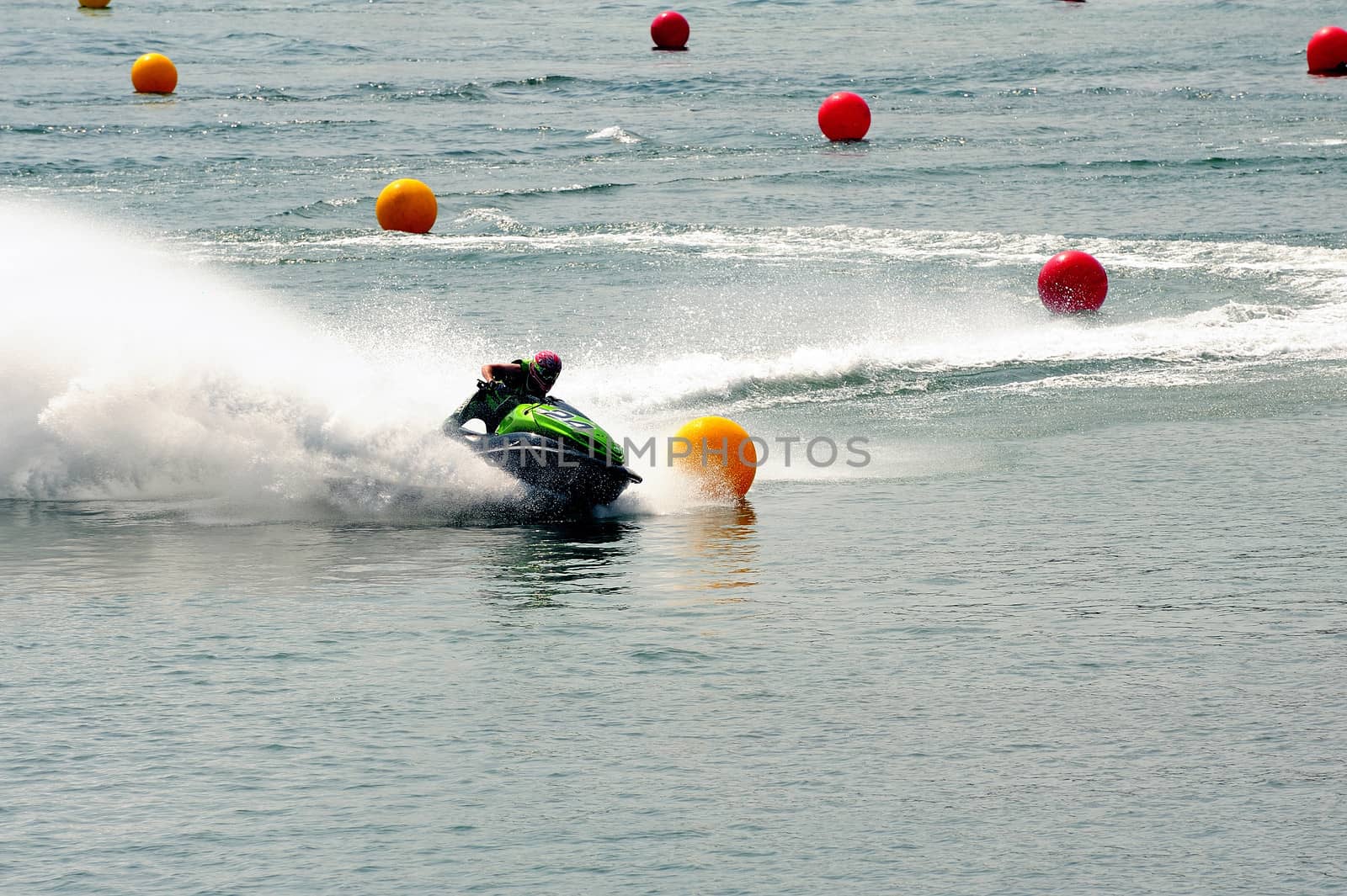 Ales - France - on July 14th, 2013 - Championship of France of Jet Ski on the river Gardon. In full race