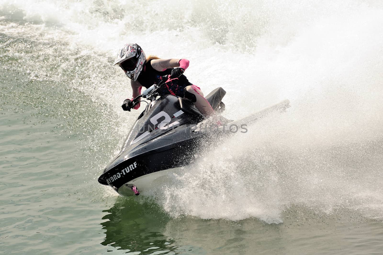 Ales - France - on July 14th, 2013 - Championship of France of Jet Ski on the river Gardon. In full race