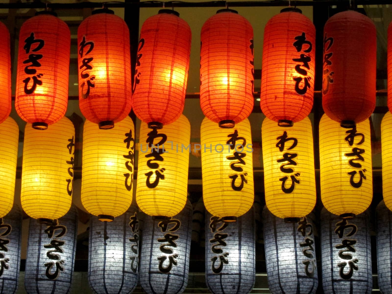 Japanese lanterns hanging in a mall in Bangkok, Thailand