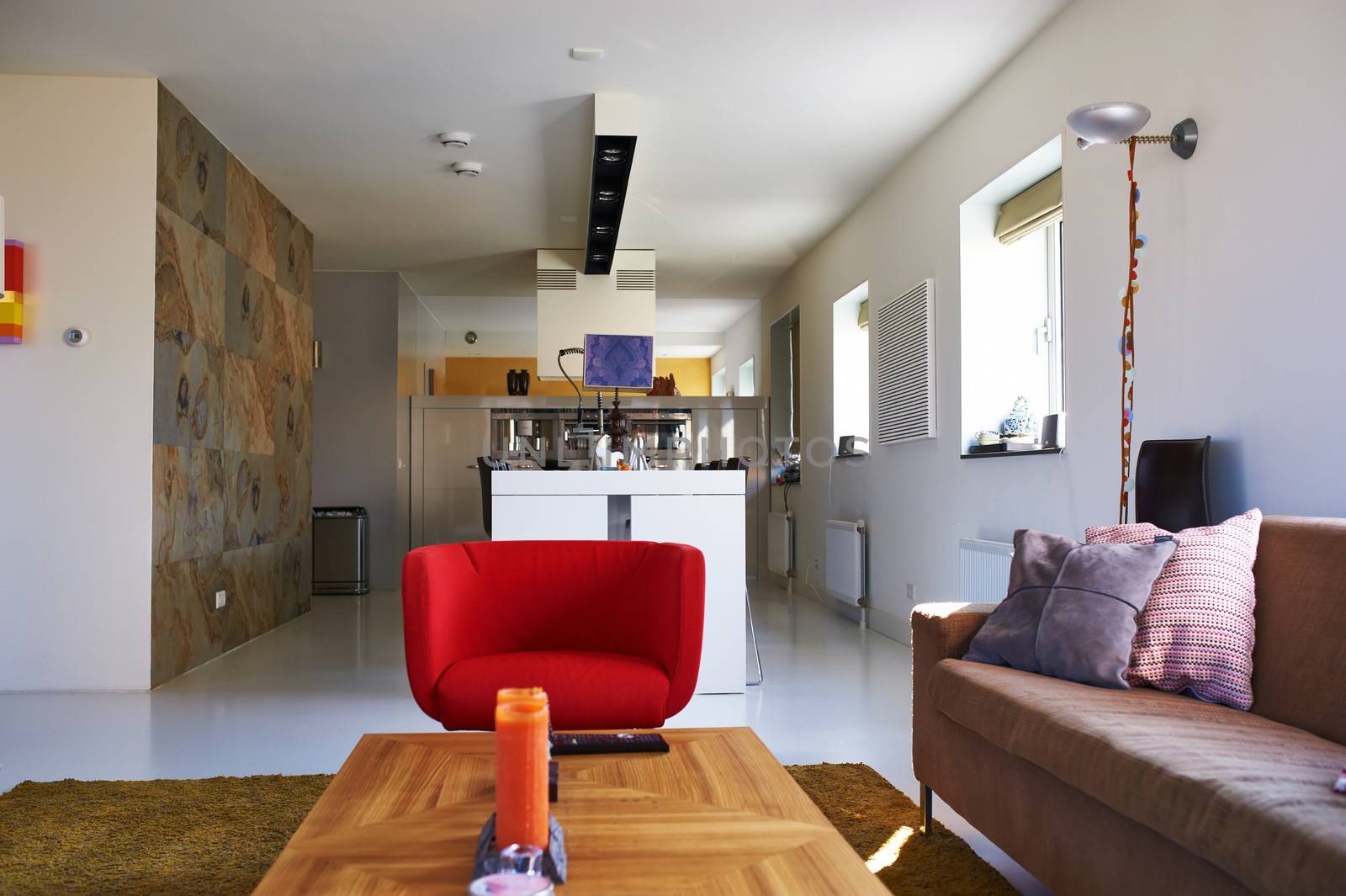 Modern luxury living room interior. No brandnames or copyright objects. 