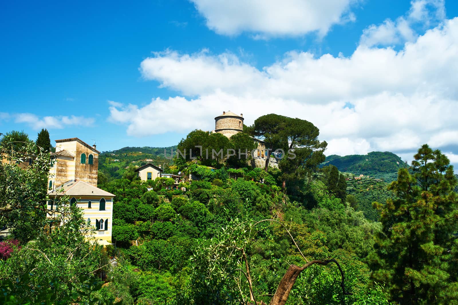 Castello Brown near Portofino village on Ligurian coast in Italy
