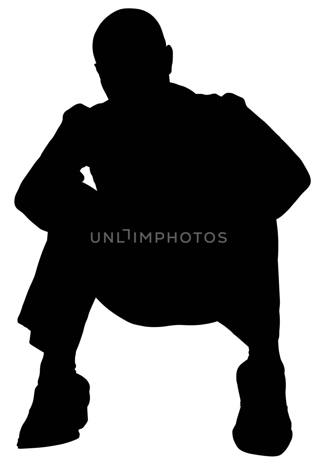 silhouette man in suit sitting on floor with clipping path. by duplass