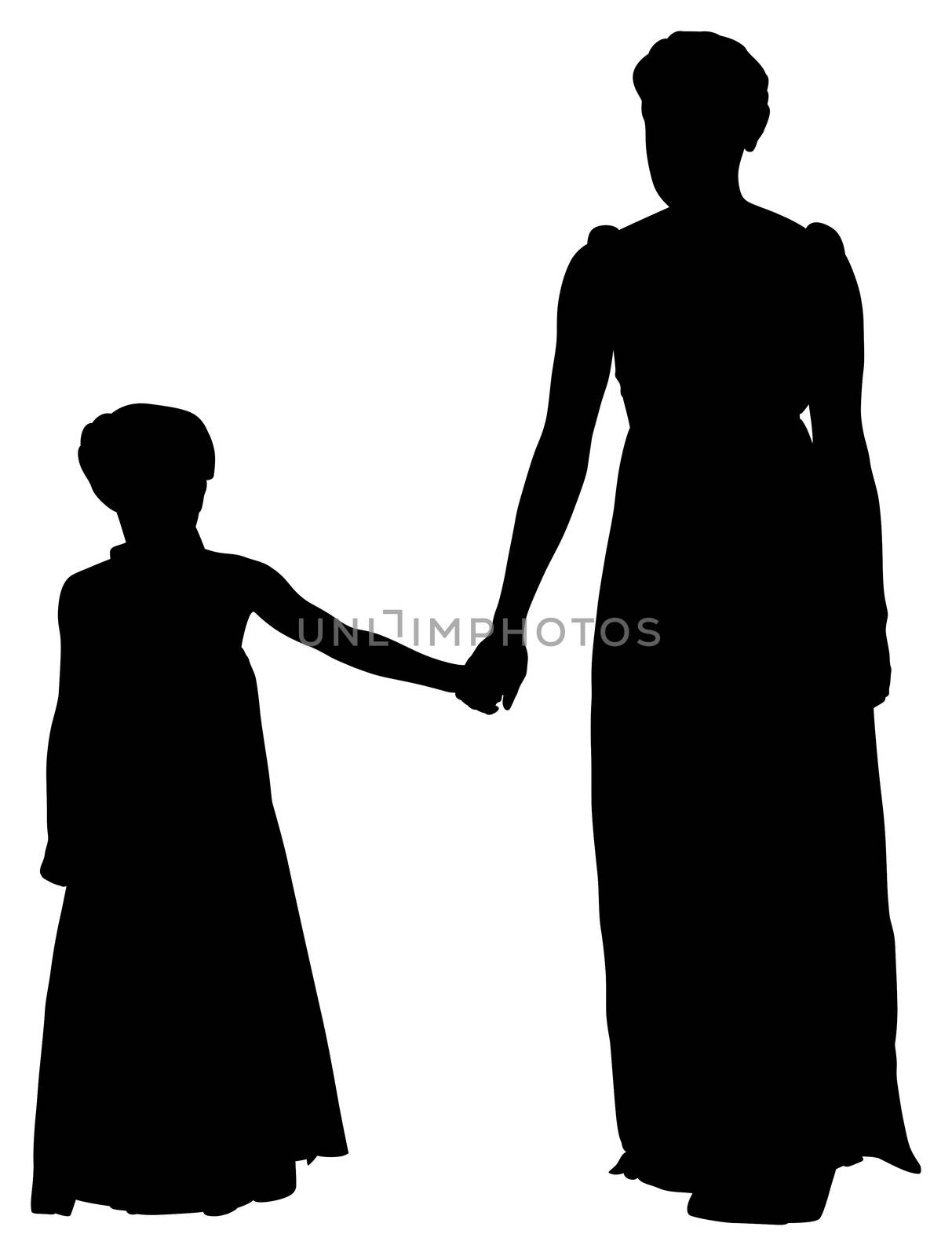 silhouette mother daughter with clipping path by duplass