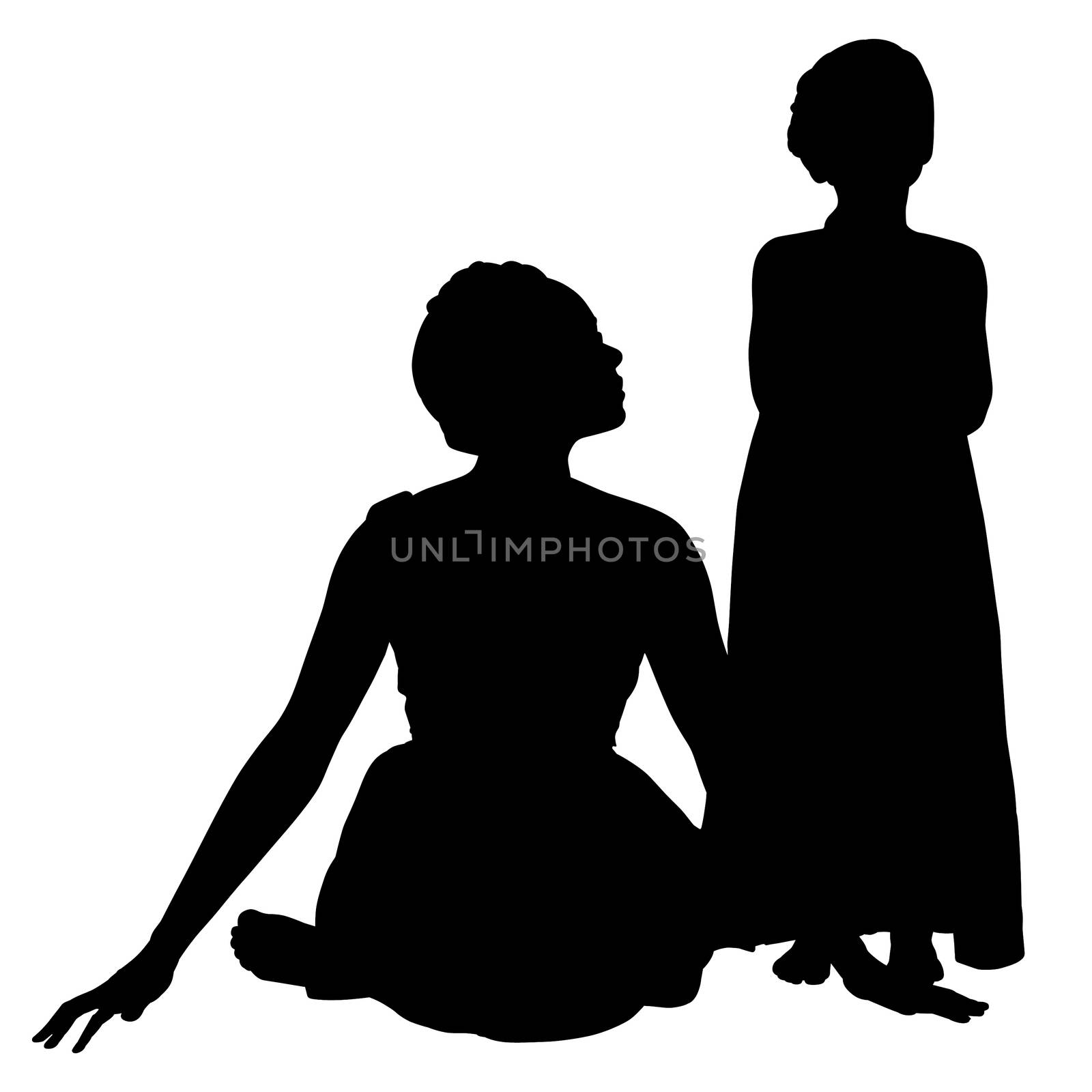 silhouette mother daughter with clipping path by duplass