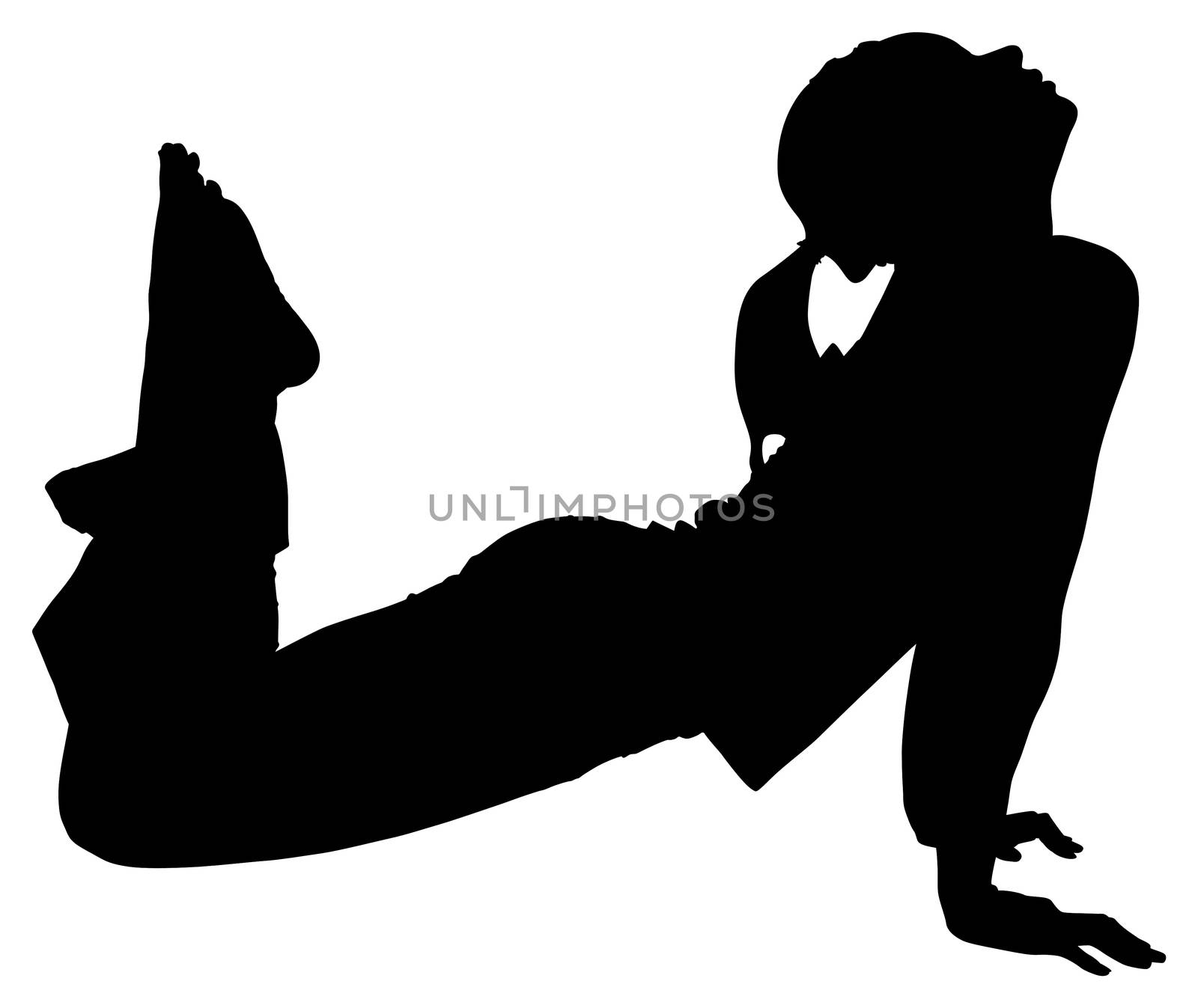 silhouette woman in yoga pose with clipping path