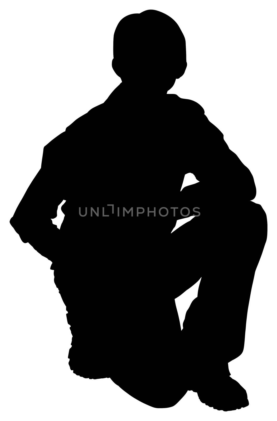 Silhouette of casual  teen boy over white background. by duplass
