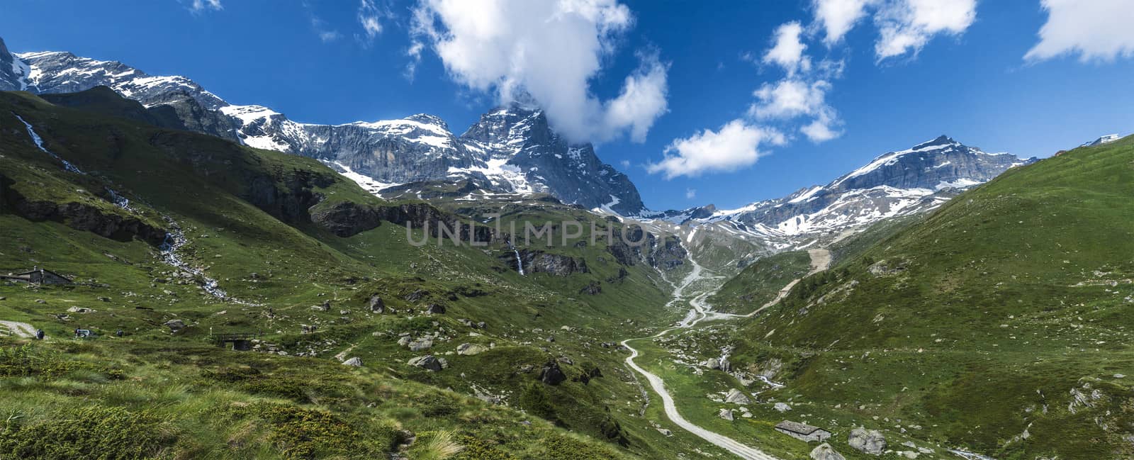 Valtournenche panorama seen from Breuil-Cervinia, Aosta Valley - Italy