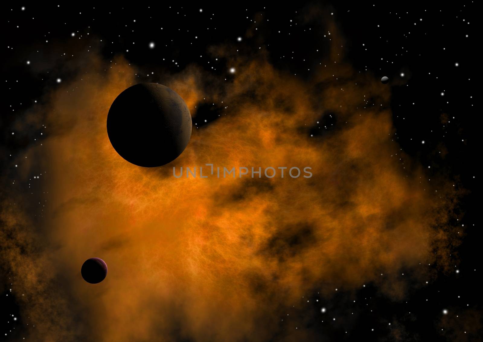 far-out planets in a space against stars