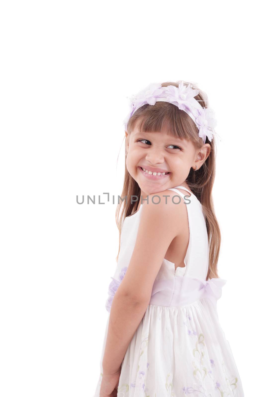 Portrait of a emotional beautiful little girl