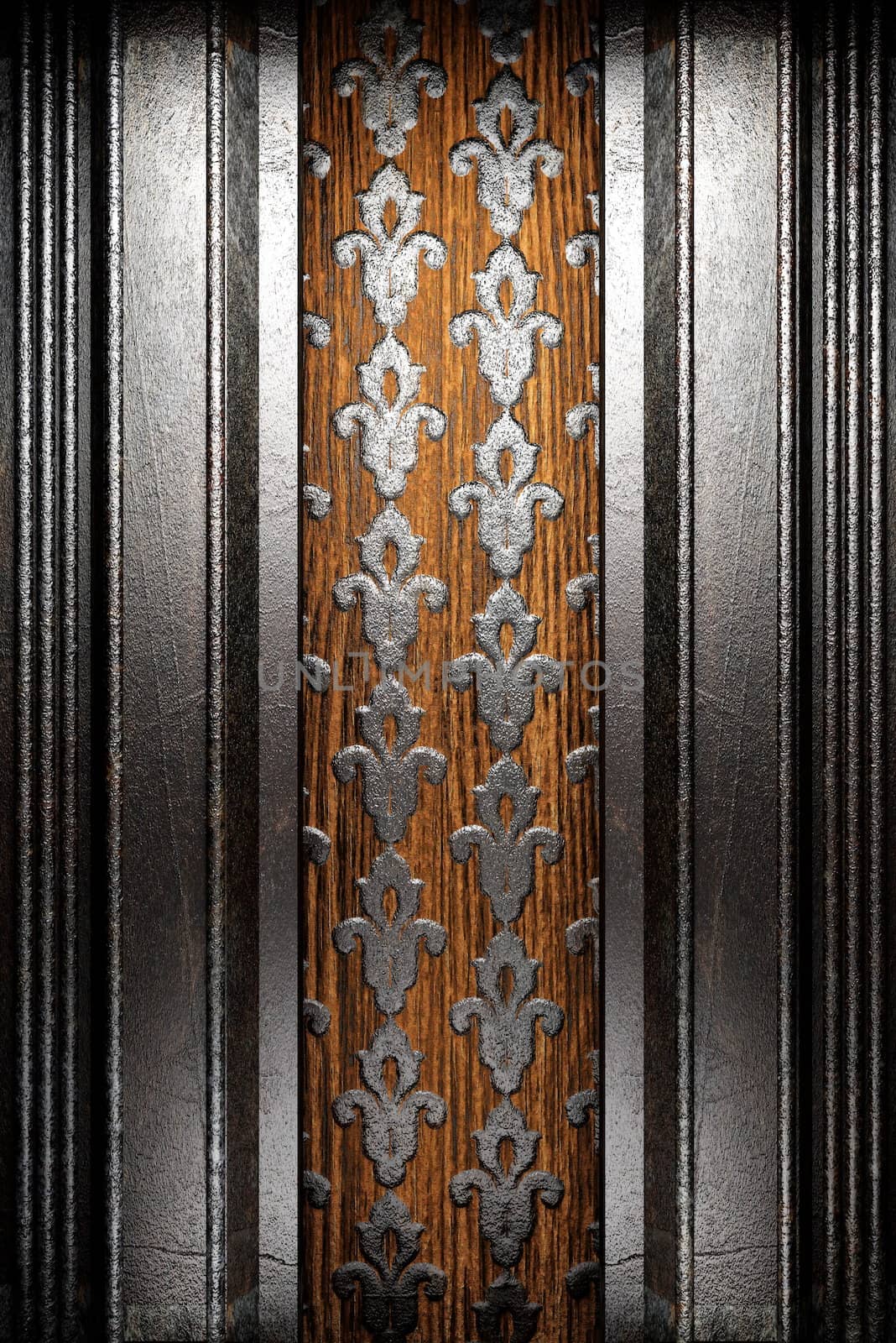 metal on wood background