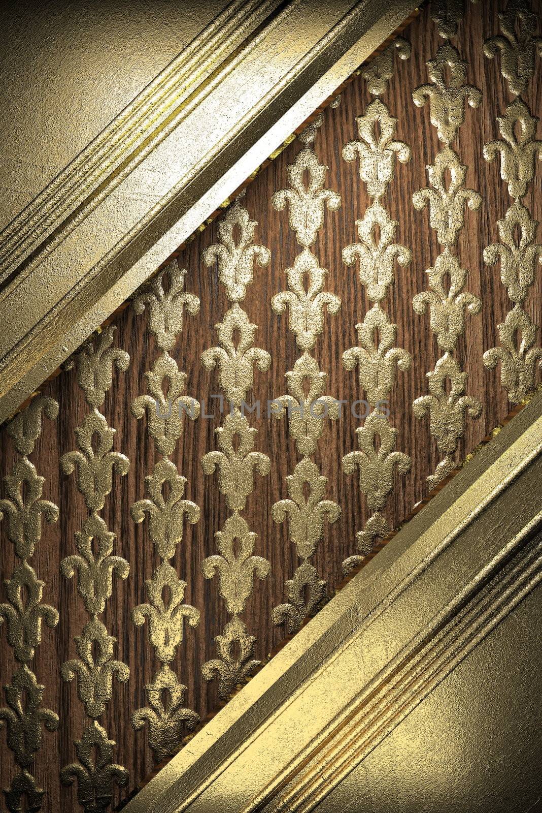 gold on wood background