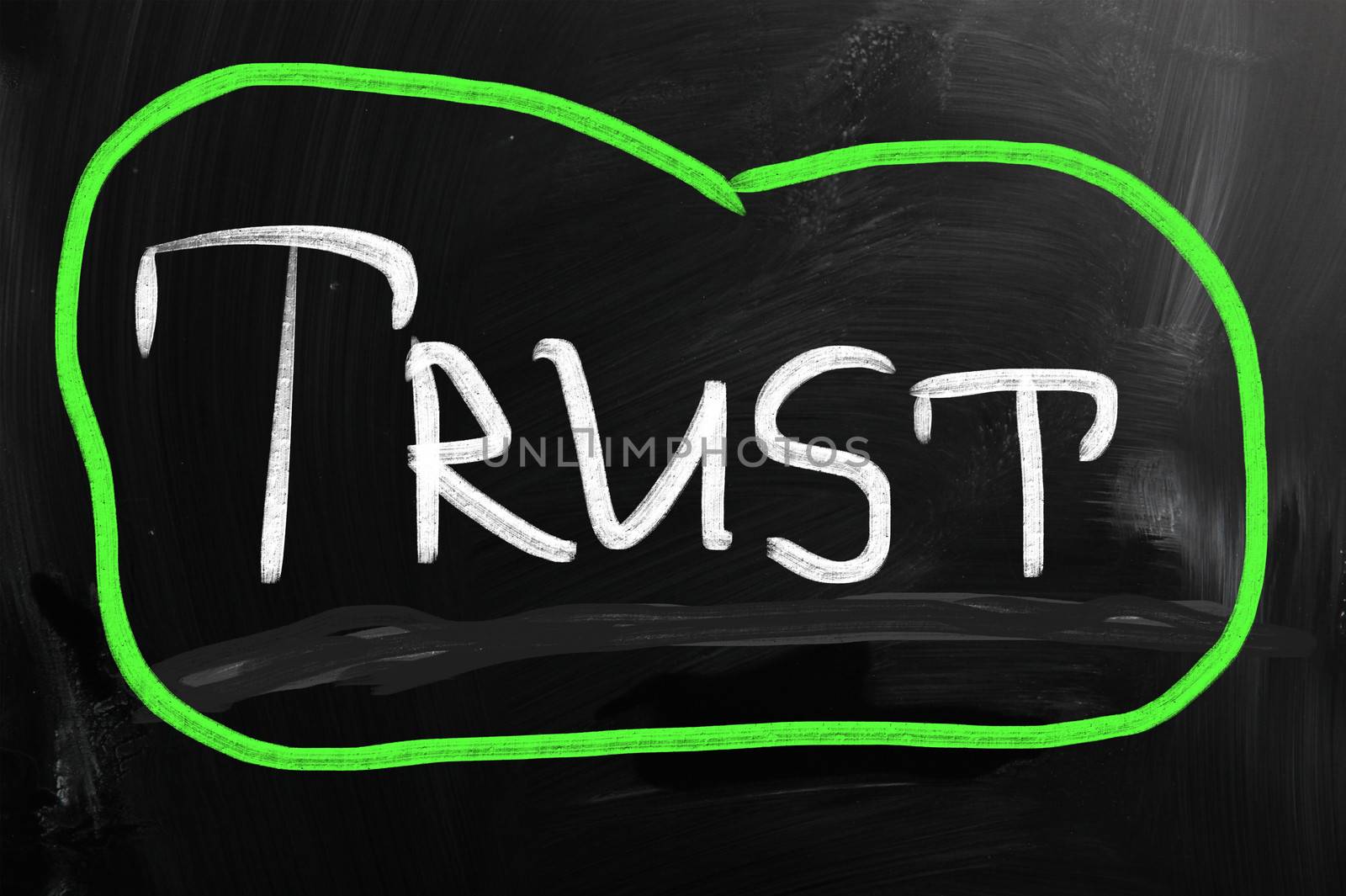 trust written chalk on blackboard.