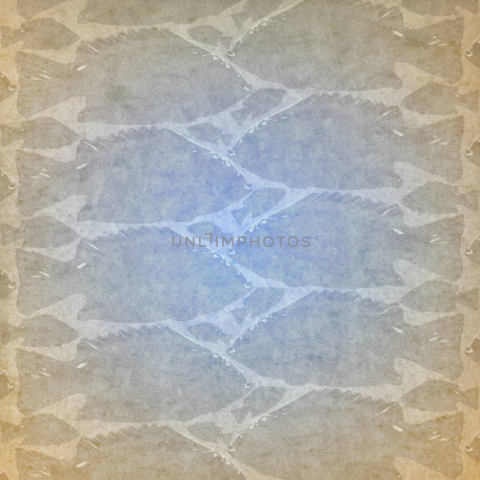 Blue and sepia seamless background with stylized fishes