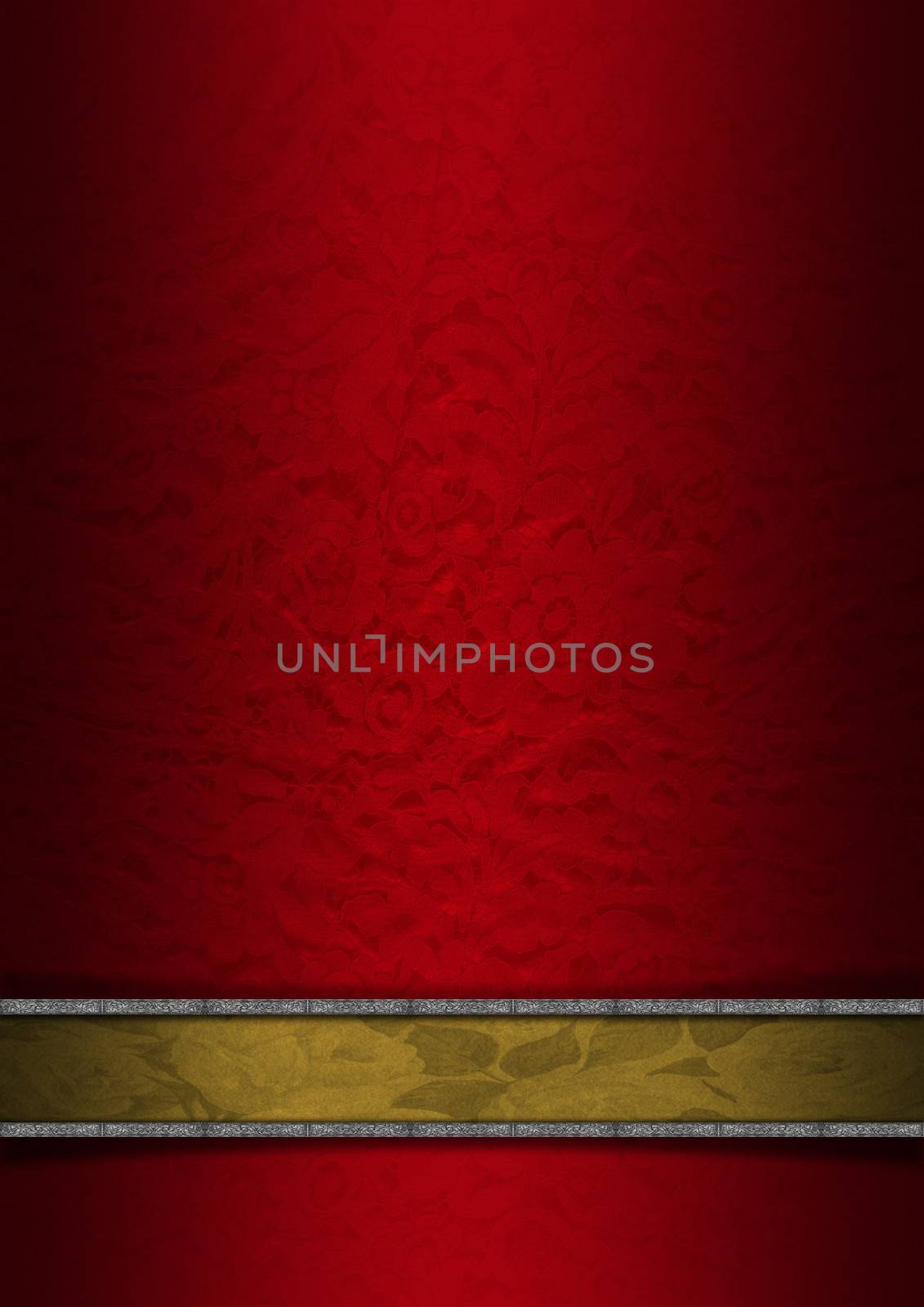 Luxury Floral Red Gold Silver Background by catalby