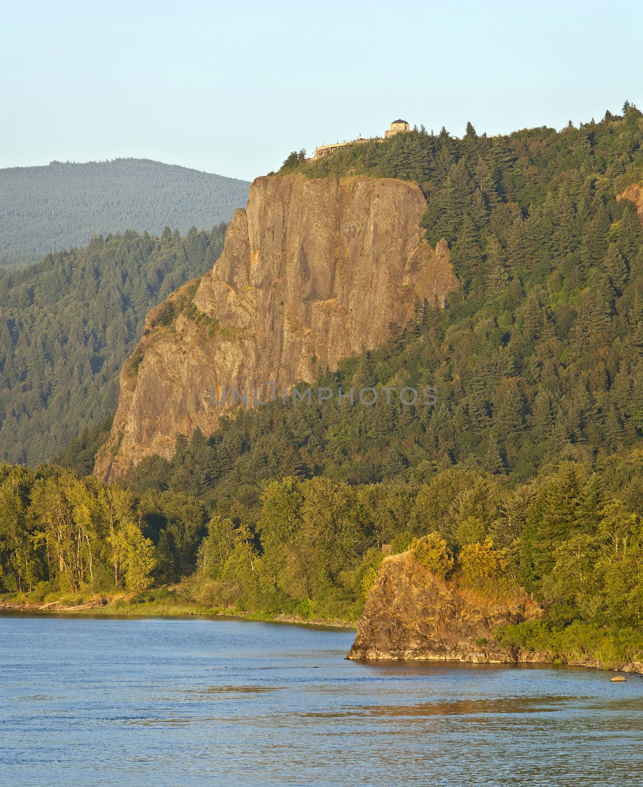 Vista House at Crown point Columbia river Gorge Oregon.