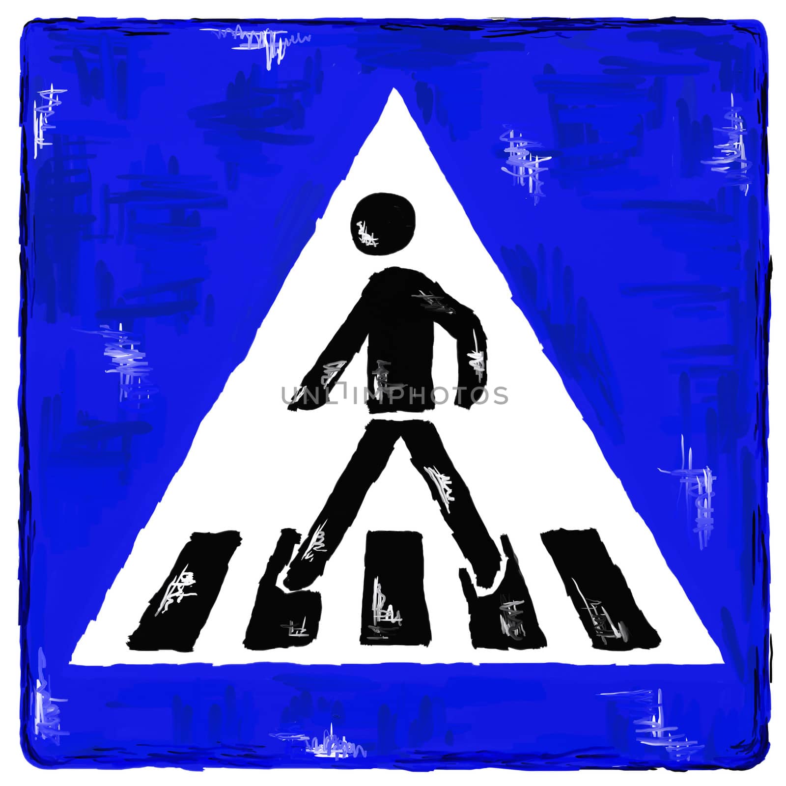 roadsign people crossing road - illustration