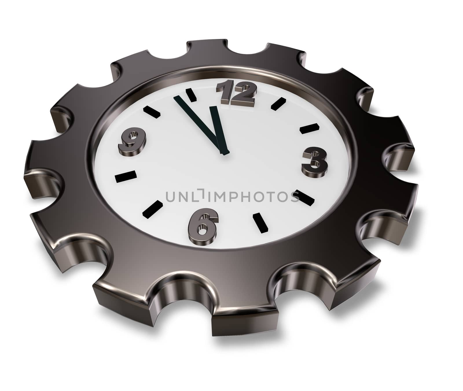 gear wheel clock on white background - 3d illustration