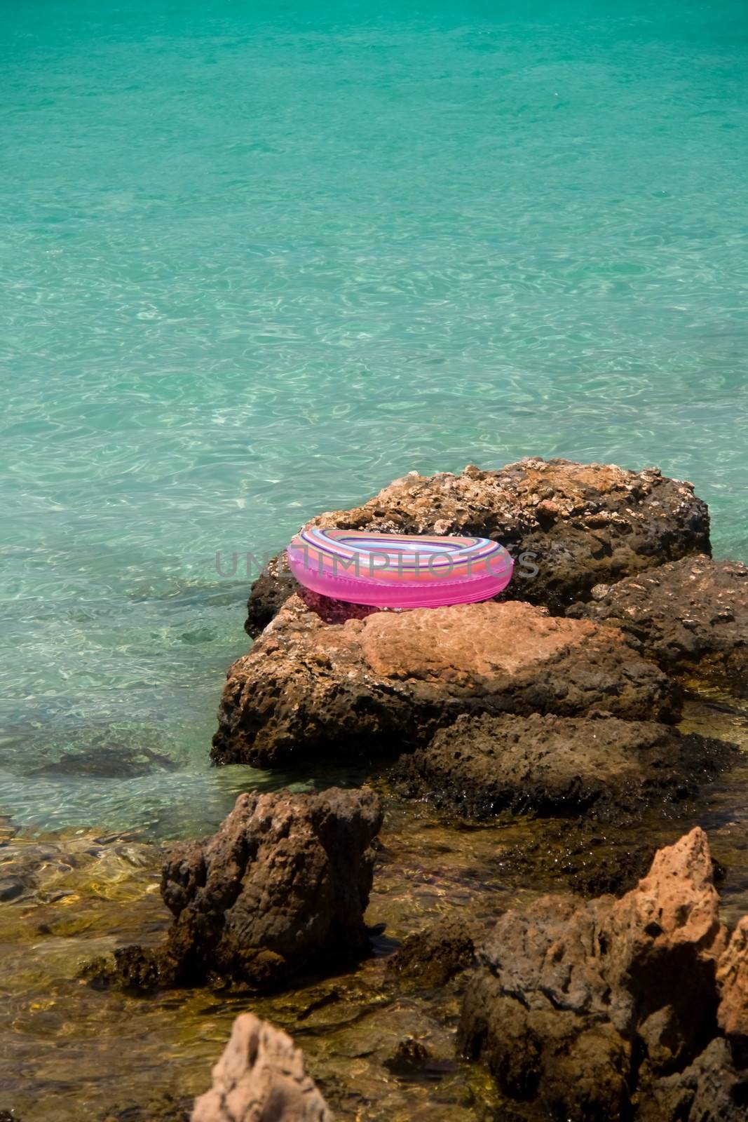 Buoy near turquose sea and consept of summer vacation