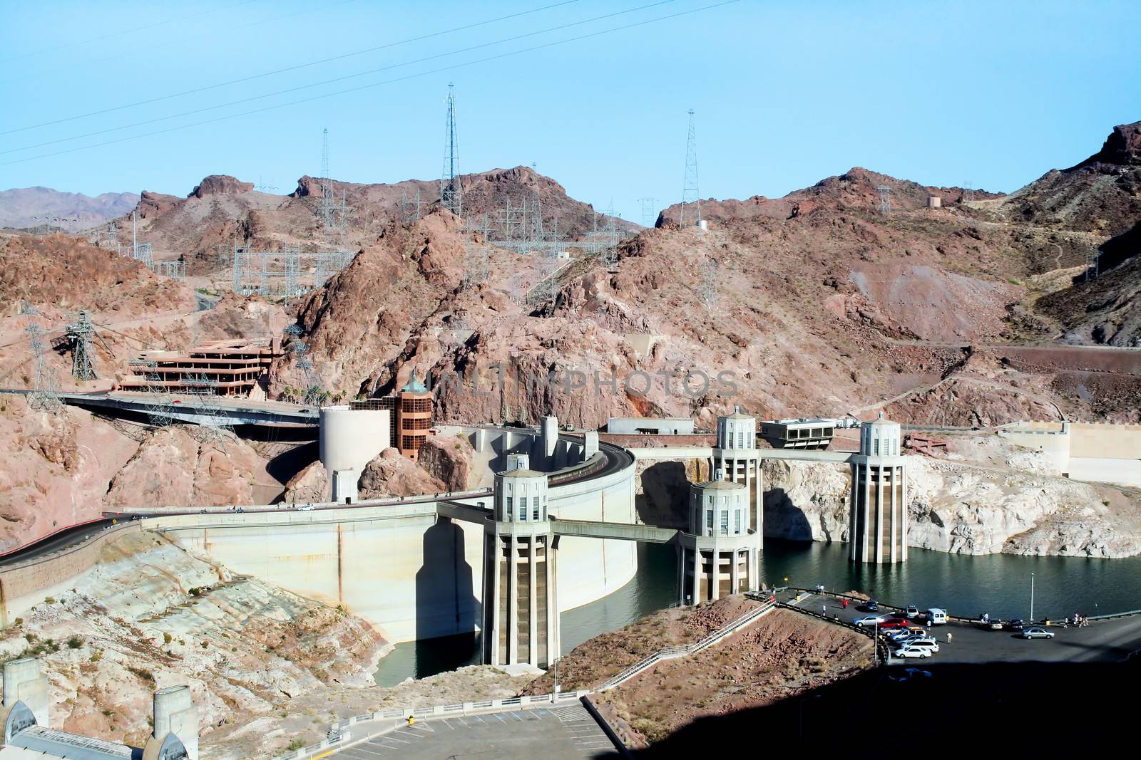 The Hoover Dam located 30 miles South East of Las Vegas.