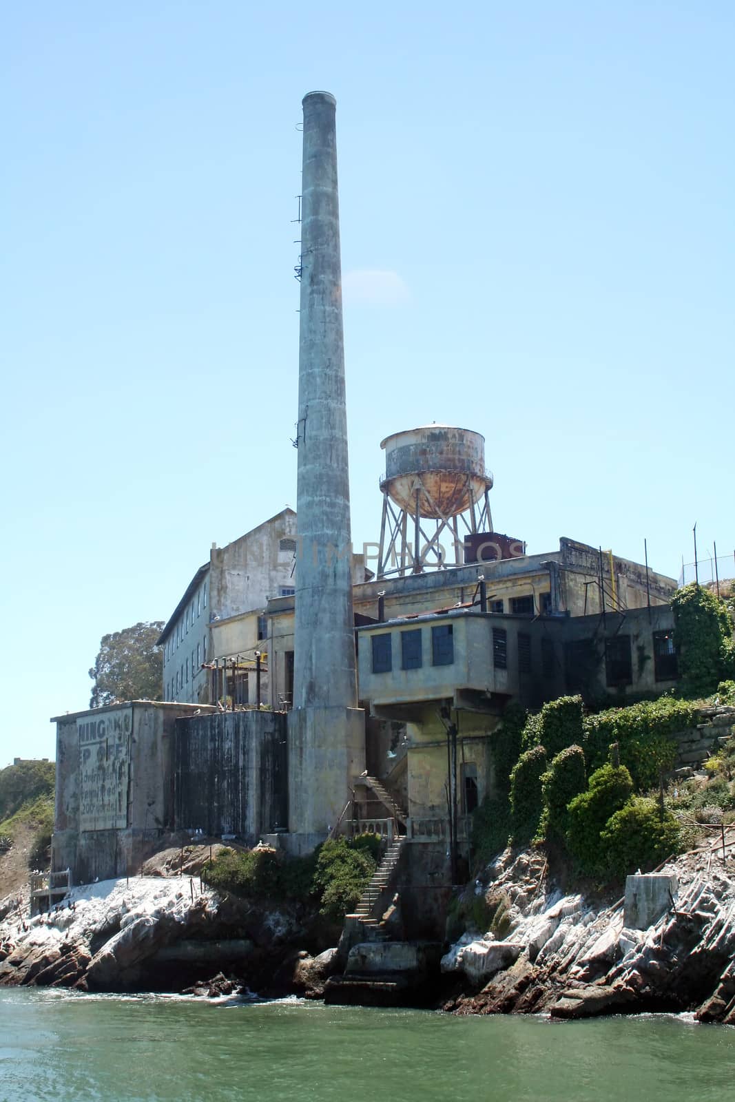 Ruins Of Alcatraz Smoke Stack And Power House by jabiru