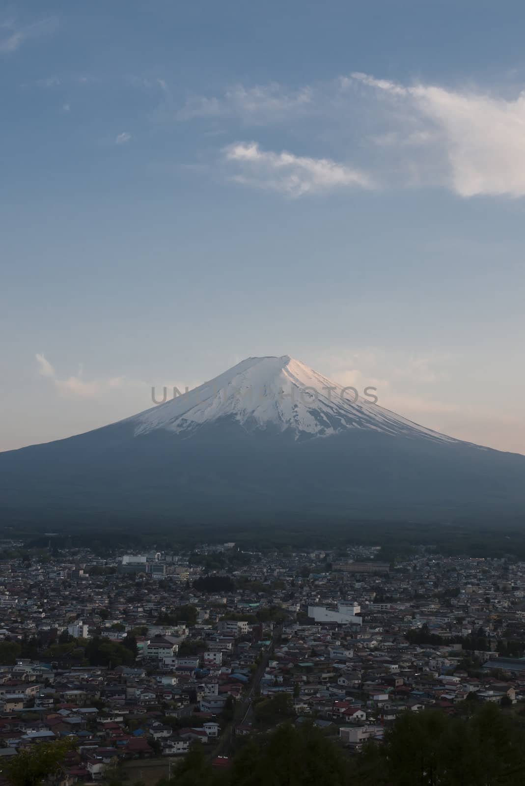 Mt Fuji with city view in twilight