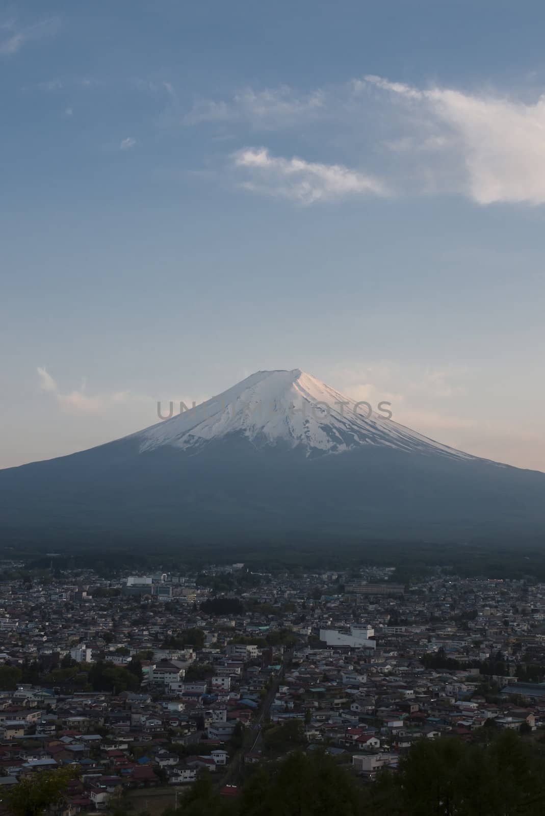 Mt Fuji with city view in twilight