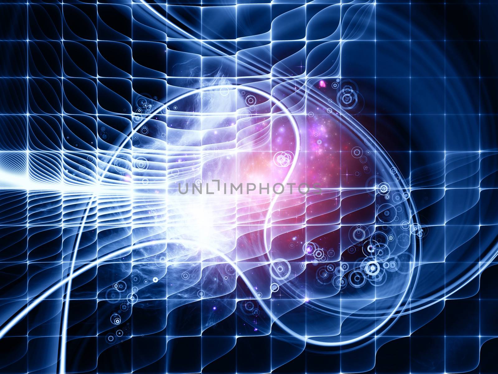 Arrangement of fractal and abstract elements suitable as a background for scientific and technological designs