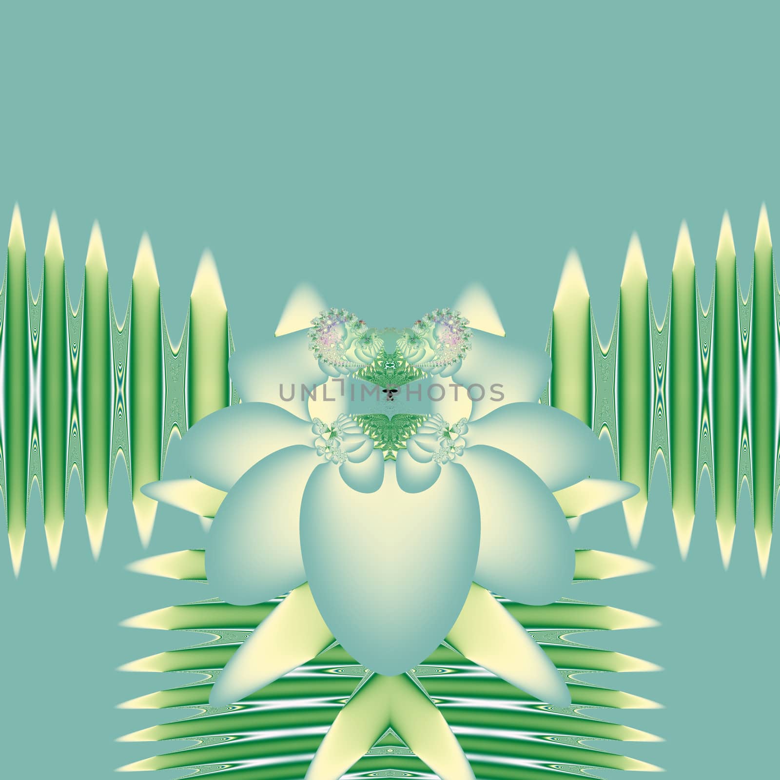 Elegant fractal design, abstract psychedelic art, blue rose in green garden
