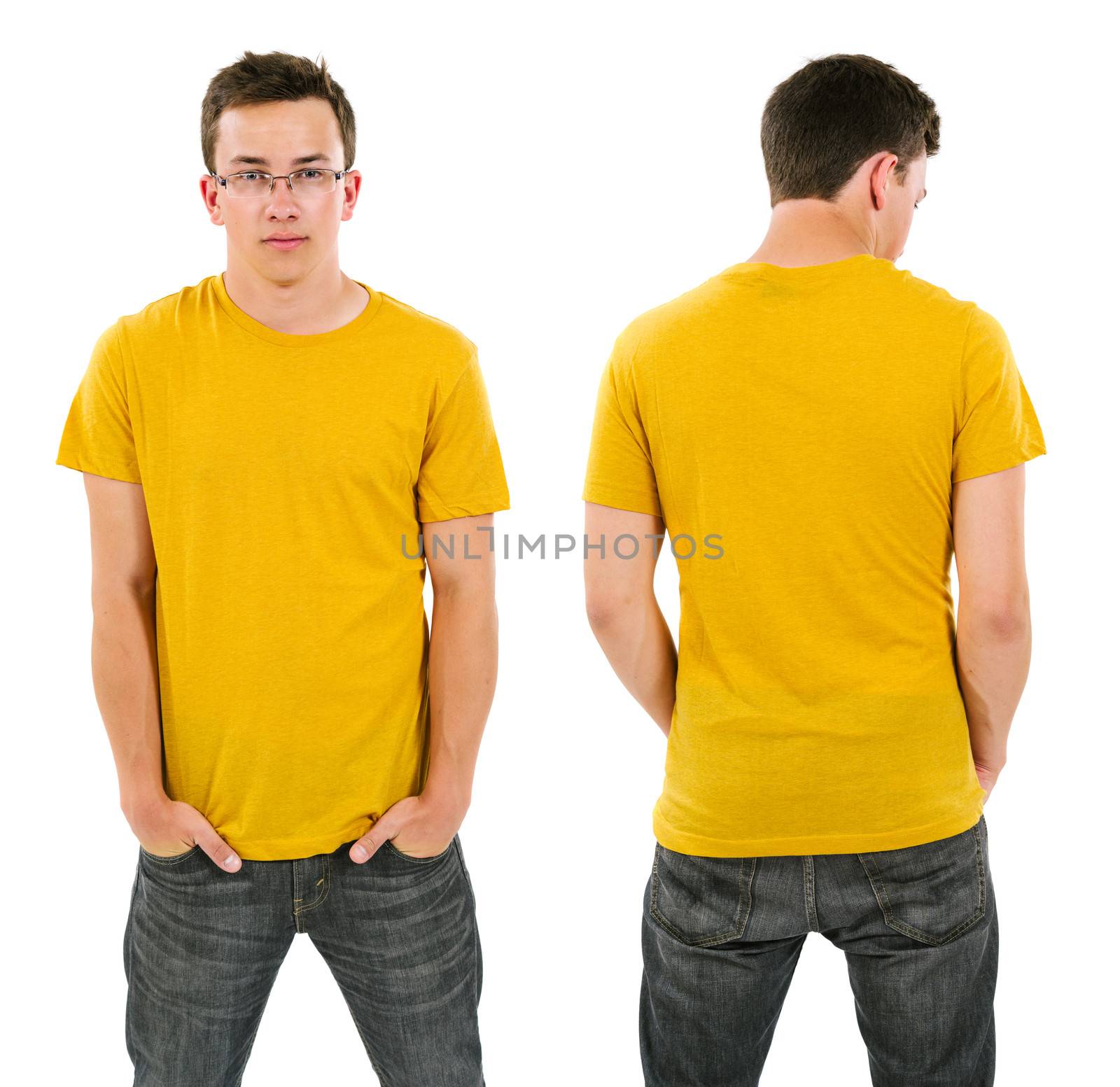 Male with blank yellow shirt and glasses by sumners