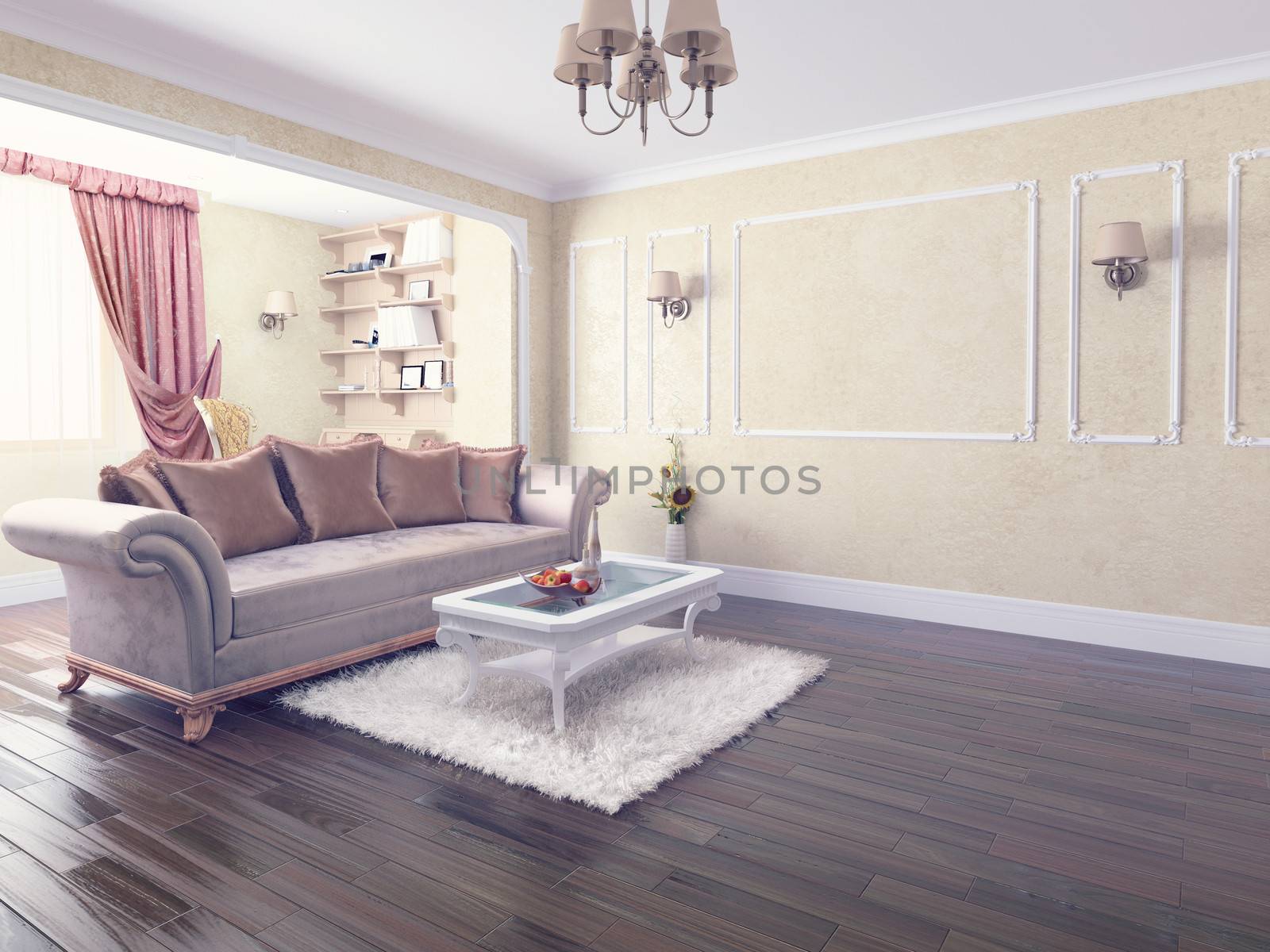 modern interior design (private apartment 3d rendering) 