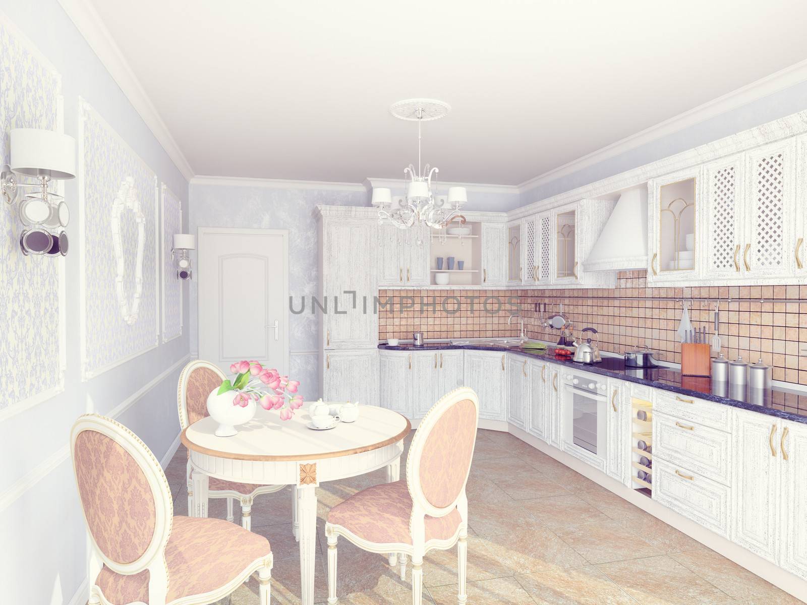 Interior of fashionable kitchen. cg