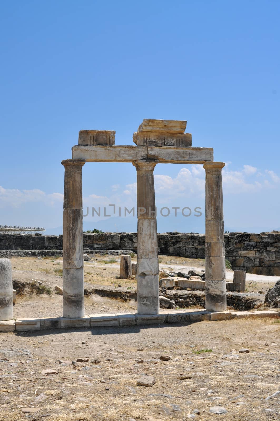 hierapolis ancient city architecture ruin stone gymnasium columns